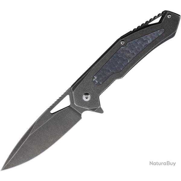 Couteau Pliant Tac Force A/O Lame Acier 3Cr13 Manche Inox Noir Insert Synth�tique TFA2001BK