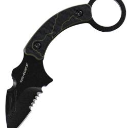 Couteau Fixe Tac Force Lame Acier 3Cr13 Manche G10 Noir et Vert &Eacute;tui Nylon TFFIX111BG