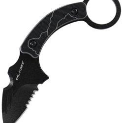 Couteau Fixe Tac Force Lame Acier 3Cr13 Manche G10 Noir et Gris &Eacute;tui Nylon TFFIX111BT