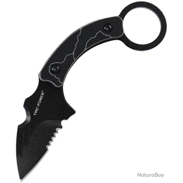 Couteau Fixe Tac Force Lame Acier 3Cr13 Manche G10 Noir et Gris �tui Nylon TFFIX111BT