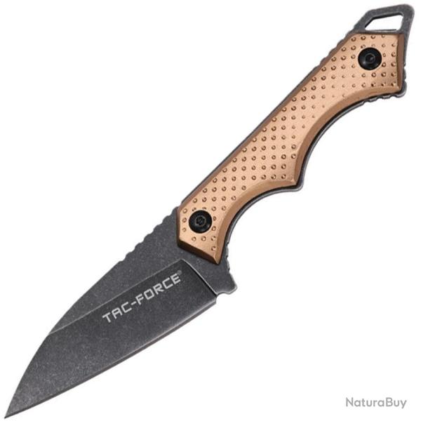 Couteau Fixe Tac Force Lame Acier 3Cr13MoV Tanto Invers� Manche Aluminium Marron �tui ABS TFFIX112BR