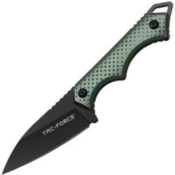 Couteau Fixe Tac Force Lame Acier 3Cr13MoV Tanto Invers&eacute; Manche Aluminium Vert &Eacute;tui ABS TFFIX112GN
