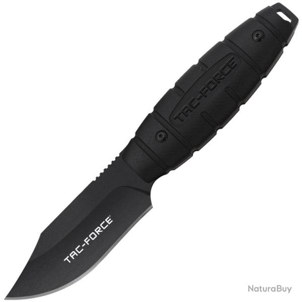 Couteau Fixe Tac Force Lame Acier 3Cr13 Clip Point Manche Nylon Noir �tui ABS TFFIX115BK
