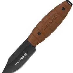 Couteau Fixe Tac Force Lame Acier 3Cr13 Clip Point Manche Nylon Marron &Eacute;tui ABS TFFIX115BR