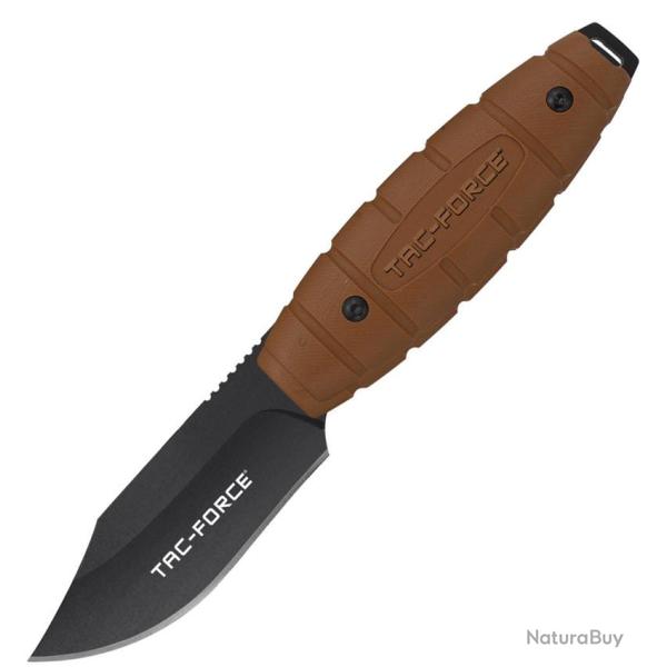 Couteau Fixe Tac Force Lame Acier 3Cr13 Clip Point Manche Nylon Marron �tui ABS TFFIX115BR
