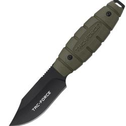Couteau Fixe Tac Force Lame Acier 3Cr13 Clip Point Manche Nylon Vert &Eacute;tui ABS TFFIX115GN
