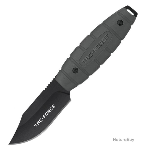 Couteau Fixe Tac Force Lame Acier 3Cr13 Clip Point Manche Nylon Gris �tui ABS TFFIX115GY