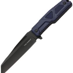 Couteau Fixe Tac Force Lame Acier 3Cr13 Tanto Invers&eacute; Manche Nylon Bleu Fonc&eacute; &Eacute;tui Nylon TFFIX116BL