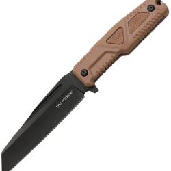 Couteau Fixe Tac Force Lame Acier 3Cr13 Tanto Invers&eacute; Manche Nylon Marron &Eacute;tui Nylon TFFIX116BN