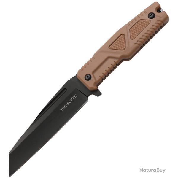 Couteau Fixe Tac Force Lame Acier 3Cr13 Tanto Invers� Manche Nylon Marron �tui Nylon TFFIX116BN