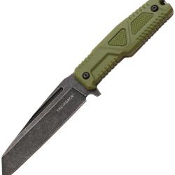 Couteau Fixe Tac Force Lame Acier 3Cr13 Tanto Invers&eacute; Manche Nylon Vert &Eacute;tui Nylon TFFIX116GN