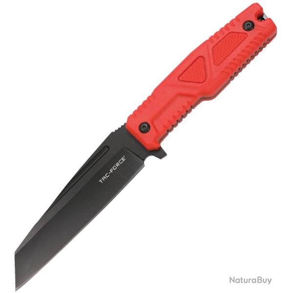 Couteau Fixe Tac Force Lame Acier 3Cr13 Tanto Invers� Manche Nylon Rouge �tui Nylon TFFIX116RD