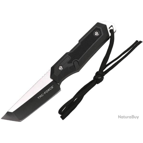 Couteau Fixe Tac Force Lame Acier 3Cr13 Tanto Manche Nylon Noir �tui Nylon TFFIX117BK