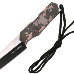 Couteau Fixe Tac Force Lame Acier 3Cr13 Tanto Manche Nylon Camo Digital &Eacute;tui Nylon TFFIX117CA