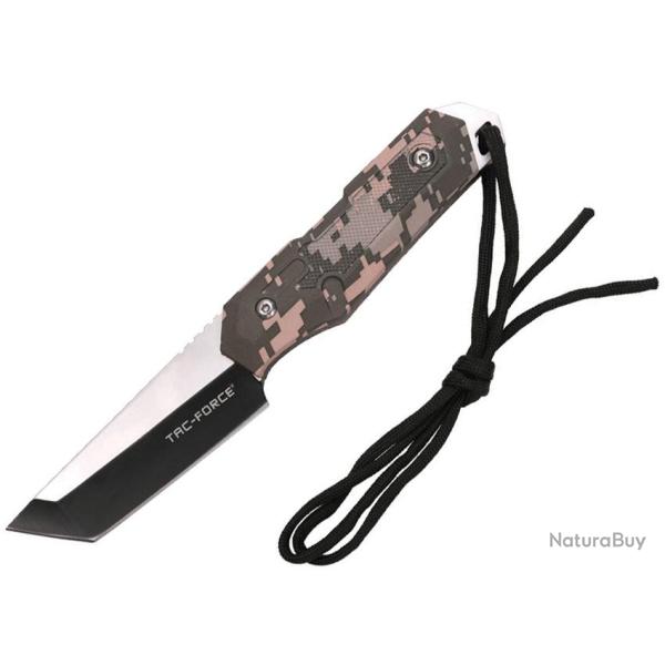 Couteau Fixe Tac Force Lame Acier 3Cr13 Tanto Manche Nylon Camo Digital �tui Nylon TFFIX117CA