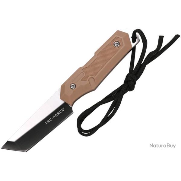 Couteau Fixe Tac Force Lame Acier 3Cr13 Tanto Manche Nylon Tan �tui Nylon TFFIX117TN