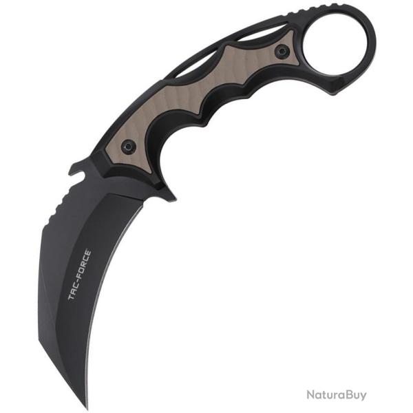 Couteau Fixe Tac Force Lame Acier 3Cr13MoV Manche Aluminium et G10 Noir et Marron TFFIX119BN