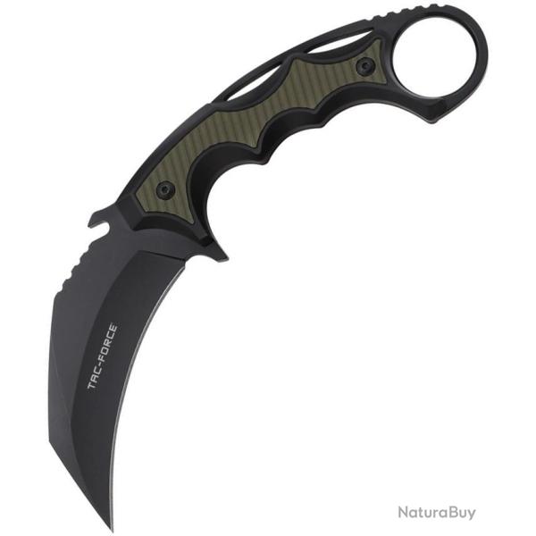 Couteau Fixe Tac Force Lame Acier 3Cr13MoV Manche Aluminium et G10 Noir et Vert �tui ABS TFFIX119GN