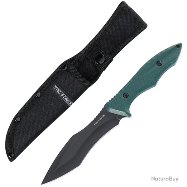 Couteau Fixe Tac Force Lame Acier 3Cr13MoV Manche G10 Vert �tui Nylon TFFIX120GN