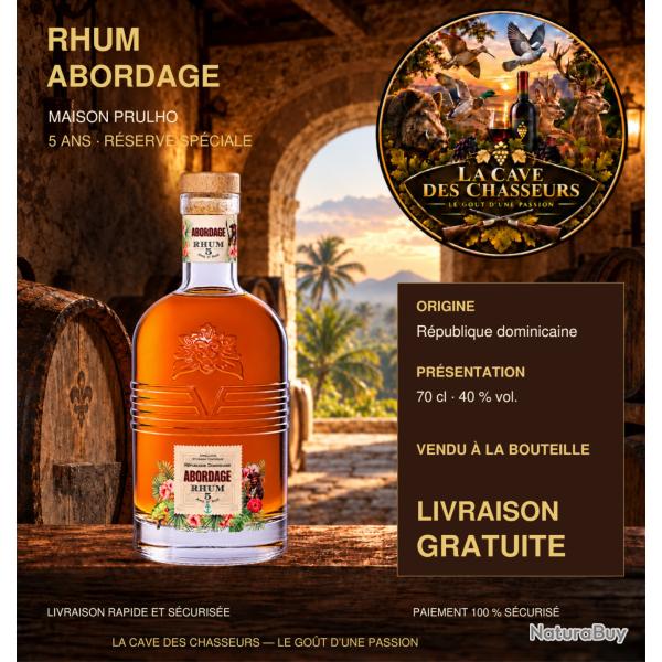 rhum ambr� de la r�publique dominicaine "Abordage" de la maison prulho 70cl livraison gratuite