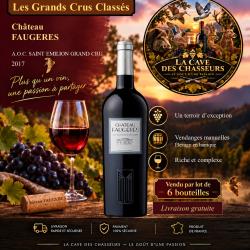 Ch&acirc;teau Faug&egrave;res 2017 1 caisse de 6 bouteilles de 75cl AOC Saint Emilion Grand Cru Class&eacute;