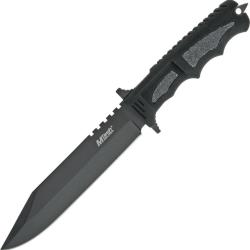 Couteau Fixe MTech Lame Acier 440 Manche Caoutchouc Noir Insert Antid&eacute;rapant &Eacute;tui Nylon MT086