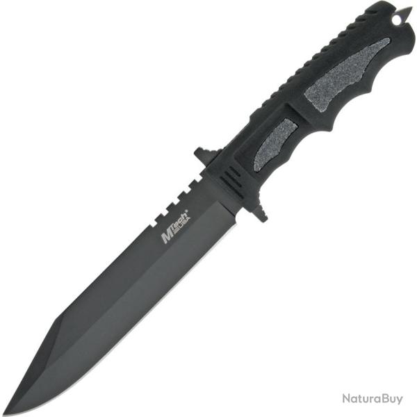 Couteau Fixe MTech Lame Acier 440 Manche Caoutchouc Noir Insert Antid�rapant �tui Nylon MT086