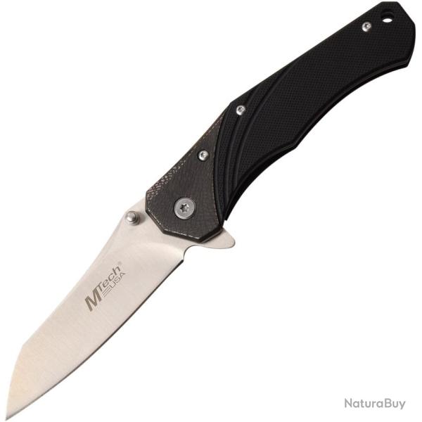 Couteau Pliant MTech Lame Acier 3Cr13 Sheepsfoot Manche G10 Noir Framelock MT1103GY