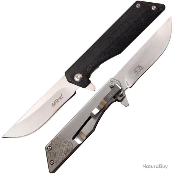 Couteau Pliant MTech Don't Tread on Me Lame Inox Manche G10 Noir Framelock MT1160LS