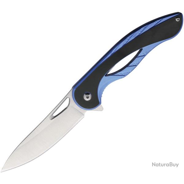 Couteau Pliant MTech Lame Acier 3Cr13 Drop Point Manche Aluminium Bleu et Noir Linerlock MT2013BL