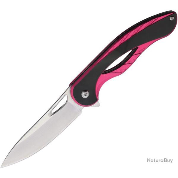 Couteau Pliant MTech Lame Acier 3Cr13 Drop Point Manche Aluminium Rose et Noir Linerlock MT2013PK