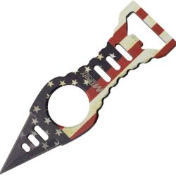 Couteau Fixe MTech American Flag Lame Acier 3Cr13 Manche Inox &Eacute;tui Nylon MT2027F