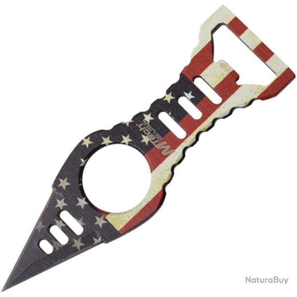 Couteau Fixe MTech American Flag Lame Acier 3Cr13 Manche Inox �tui Nylon MT2027F