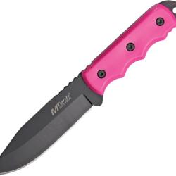 Couteau Fixe MTech Lame Inox Manche Synth&eacute;tique Rose &Eacute;tui Nylon MT2035PK
