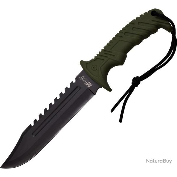Couteau Fixe MTech Lame Acier 440 Manche Nylon Vert OD �tui Nylon MT2057GN