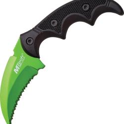 Couteau Fixe MTech Lame Inox Hawkbill Manche Aluminium et G10 Noir &Eacute;tui MT2063GN