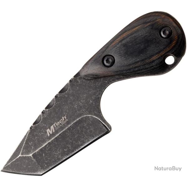 Couteau Fixe MTech Lame Acier 3Cr13 Tanto Manche Pakkawood Noir �tui Nylon MT2090BK