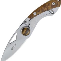Couteau Pliant MTech Lame Acier 3Cr13 Manche Inox et Bois Framelock MT210W