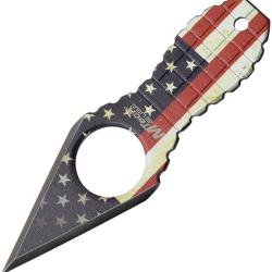 Couteau Fixe MTech Grenade Lame Acier 3Cr13 Spear Point Manche Inox &Eacute;tui Plastique MT588F
