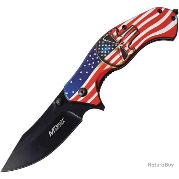Couteau Pliant MTech American Flag A/O Lame Inox Manche Aluminium Linerlock MTA1025A