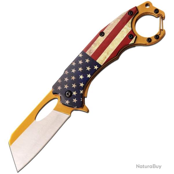 Couteau Pliant MTech American Flag A/O Lame Acier 3Cr13 Bicolore Manche Aluminium MTA1028AF