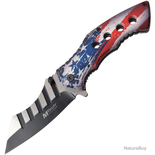 Couteau Pliant MTech American Flag A/O Lame Acier 3Cr13 Bicolore Manche Aluminium Linerlock MTA1110A