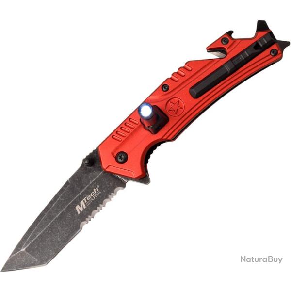 Couteau Pliant MTech A/O Lame Inox Manche Aluminium Rouge Linerlock MTA1114RD