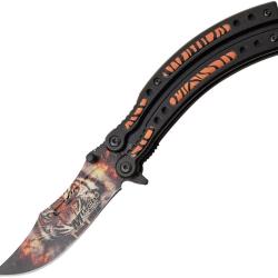 Couteau Pliant MTech Tiger A/O Lame Acier 3Cr13 Manche Aluminium Noir et Orange Linerlock MTA1122TG