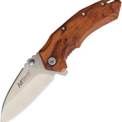 Couteau Pliant MTech A/O Lame Acier 3Cr13 Manche Bois Marron Linerlock MTA1158BR