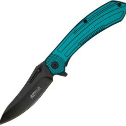 Couteau Pliant MTech A/O Lame Acier 3Cr13 Manche Aluminium Bleu Canard Linerlock MTA1201TL