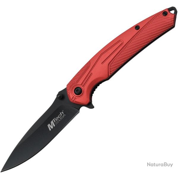 Couteau Pliant MTech A/O Lame Acier 3Cr13 Noire Manche Aluminium Rouge Linerlock MTA1203RD