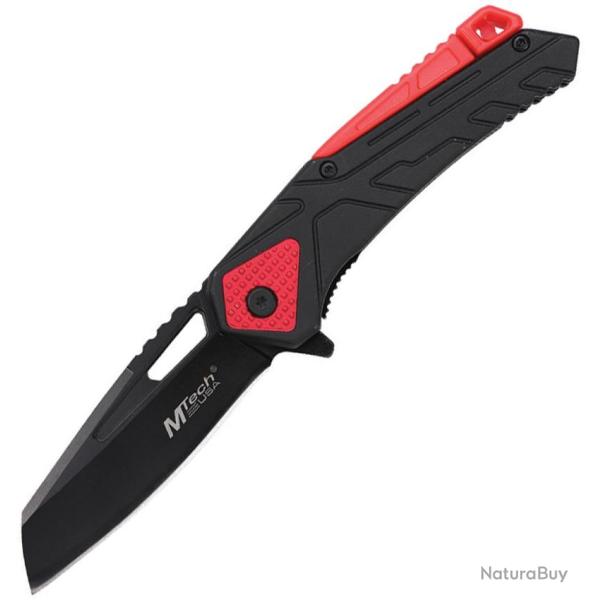 Couteau Pliant MTech A/O Lame Acier 3Cr13MoV Manche Nylon Noir et Rouge Linerlock MTA2001BR