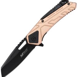 Couteau Pliant MTech A/O Lame Acier 3Cr13MoV Sheepsfoot Manche Nylon Noir et Tan Linerlock MTA2001TB
