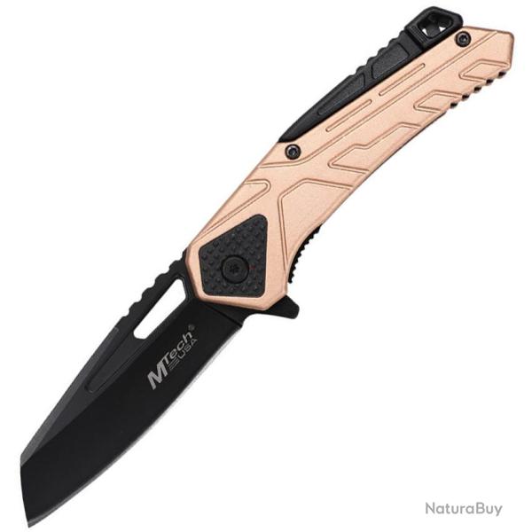 Couteau Pliant MTech A/O Lame Acier 3Cr13MoV Sheepsfoot Manche Nylon Noir et Tan Linerlock MTA2001TB